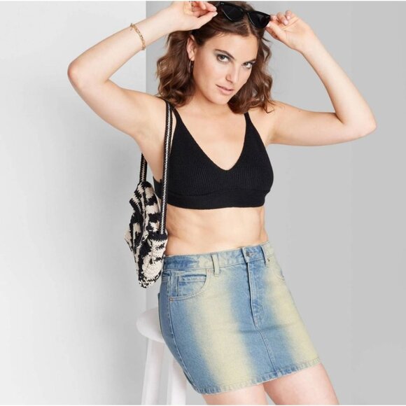 Wild Fable Women's Low-Rise Denim Mini Skirt Blue Size 2 - Picture 2 of 2